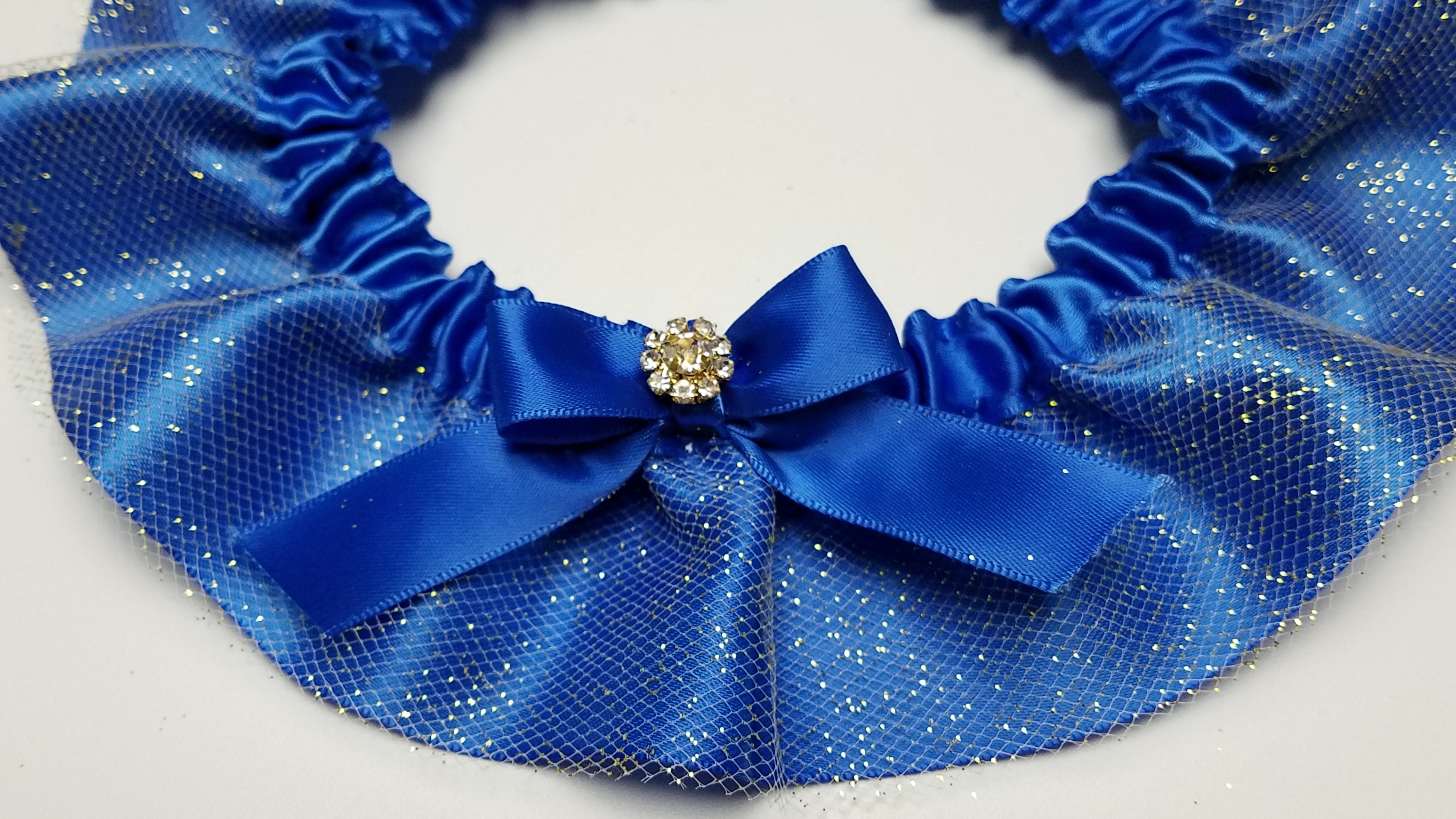 Royal Blue & Gold Tulle Garter